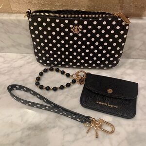 Nanette Lepore Black and White Polka Dot Wristlet Trio